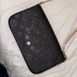 louis vuitton empreinte pochette felicie chain wallet black.